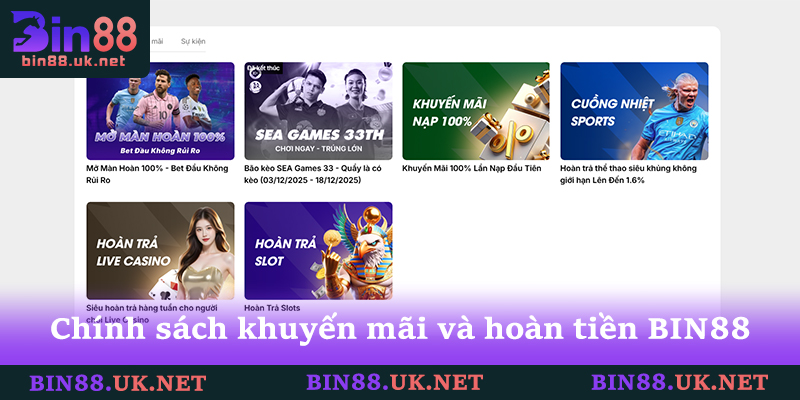 Chính sách khuyến mãi và hoàn tiền BIN88
